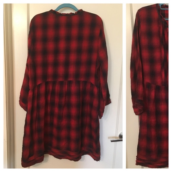 William Rast Atalia Plaid Raw Edge Dress L NWT - Picture 4 of 8